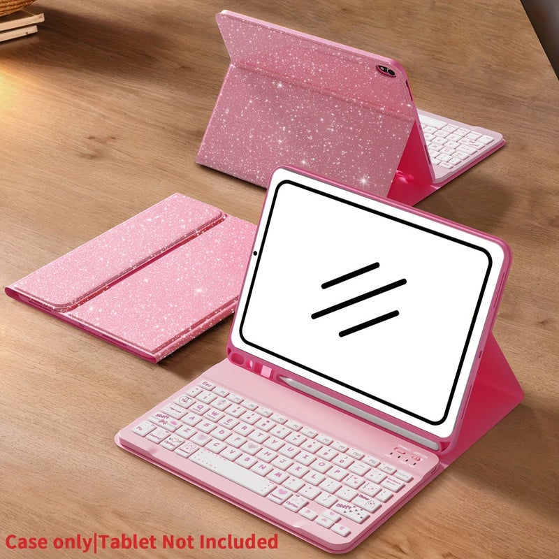 Rose Red Sparkle Keyboard Case For iPad 11th A16 2025 - Image 1