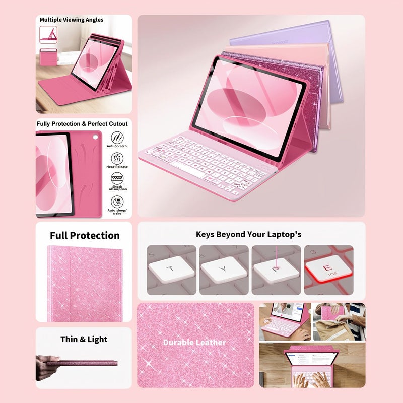 Rose Red Sparkle Keyboard Case For iPad 11th A16 2025 - Image 3