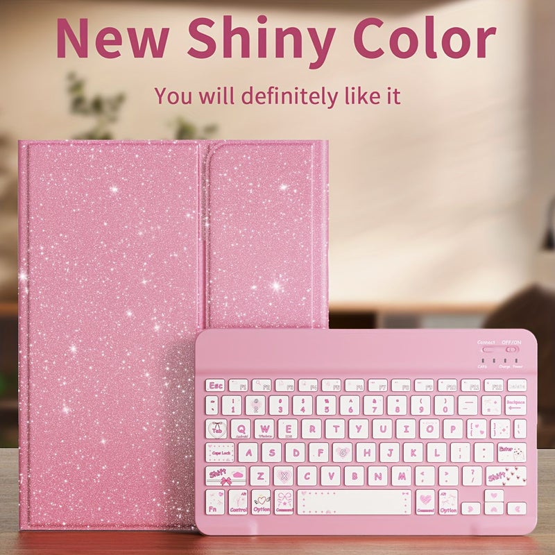 Rose Red Sparkle Keyboard Case For iPad 11th A16 2025 - Image 4