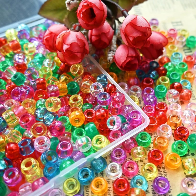 Looconi Amaney 500Pcs 6x9mm Mixed Colors Plastic Pony Beads (Transparent) - Image 4
