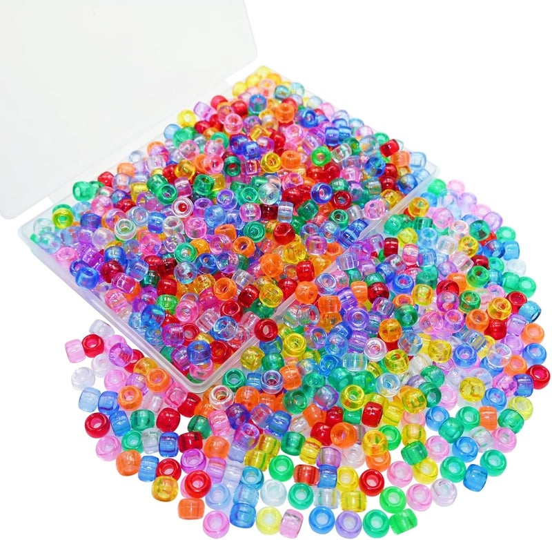 Looconi Amaney 500Pcs 6x9mm Mixed Colors Plastic Pony Beads (Transparent) - Image 1