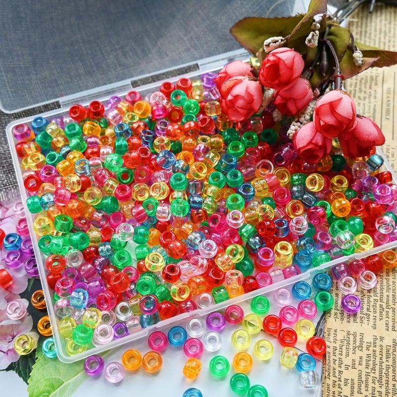 Looconi Amaney 500Pcs 6x9mm Mixed Colors Plastic Pony Beads (Transparent) - Image 5