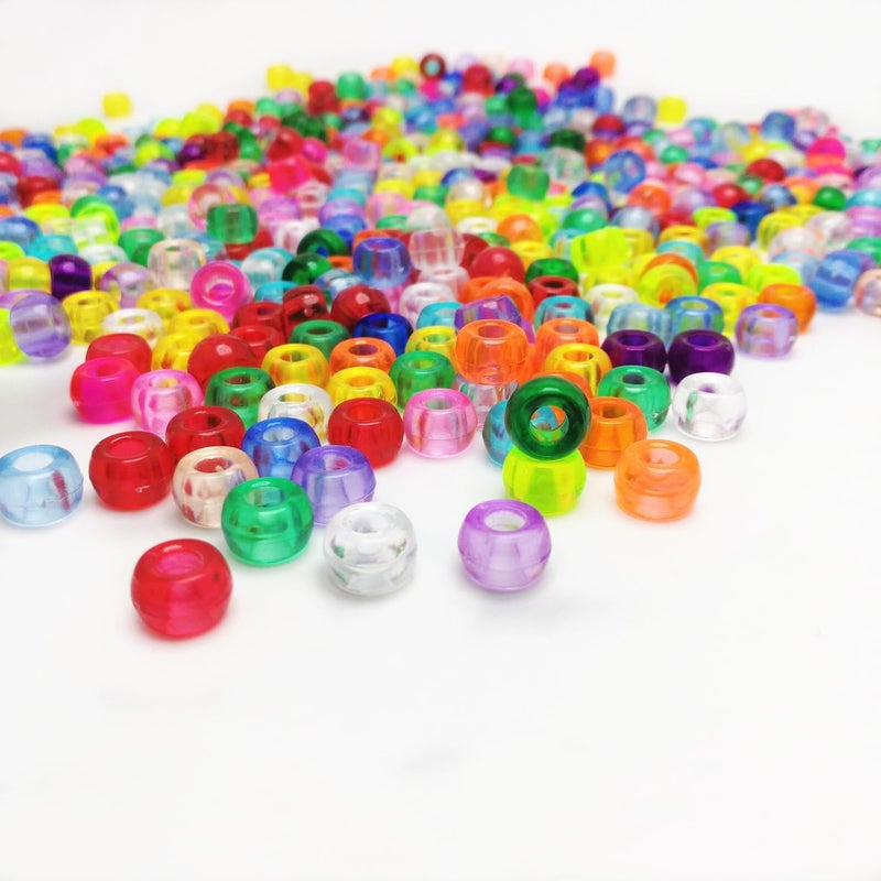 Looconi Amaney 500Pcs 6x9mm Mixed Colors Plastic Pony Beads (Transparent) - Image 3
