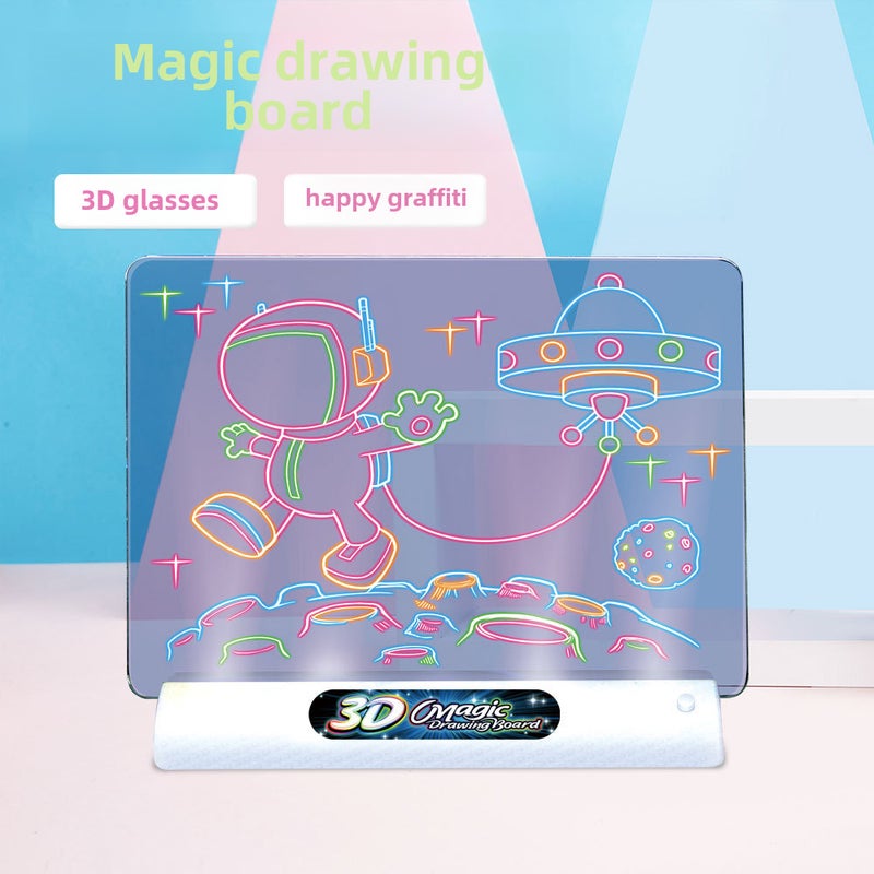 Cross-border new children's 3D drawing board magic painting writing board three-dimensional luminous panel LED luminous puzzle fluorescent board(Large 3D Sketchpad) - Image 3
