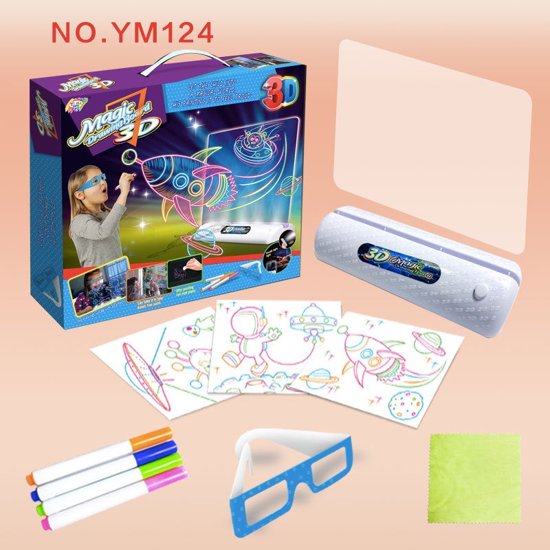 Cross-border new children's 3D drawing board magic painting writing board three-dimensional luminous panel LED luminous puzzle fluorescent board(Large 3D Sketchpad) - Image 5