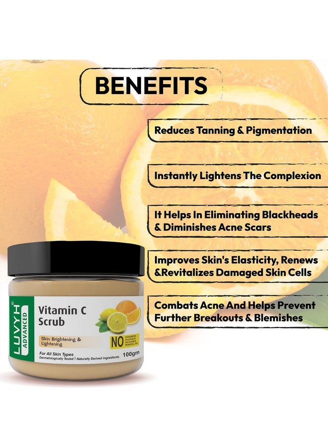 Luvyh Vitamin C Skin Lightening Face Scrub for Women and Men's | Brightening | Tan Removal |Sunburn | Glowing Skin |Dead Skin Remover Scrub |For All Skin Types - 100Gm - Image 3