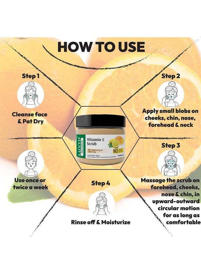 Luvyh Vitamin C Skin Lightening Face Scrub for Women and Men's | Brightening | Tan Removal |Sunburn | Glowing Skin |Dead Skin Remover Scrub |For All Skin Types - 100Gm - Image 5