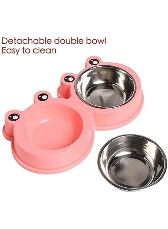 Double Dog Cat Bowls Premium Stainless Steel Pet Bowls with No-Slip Stainless Steel Cute Modeling Pet Food Water for Feeder Dogs Cats Rabbit and Pets - Image 3