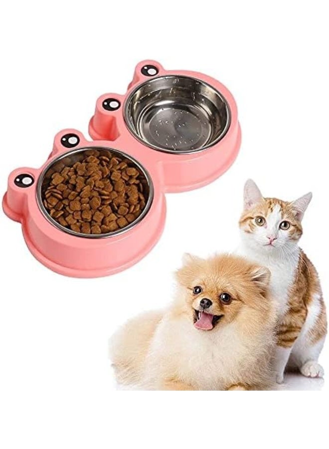 Double Dog Cat Bowls Premium Stainless Steel Pet Bowls with No-Slip Stainless Steel Cute Modeling Pet Food Water for Feeder Dogs Cats Rabbit and Pets - Image 2