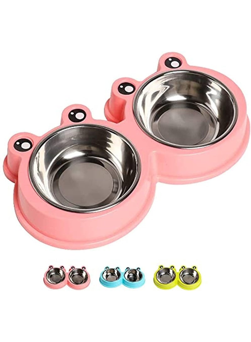 Double Dog Cat Bowls Premium Stainless Steel Pet Bowls with No-Slip Stainless Steel Cute Modeling Pet Food Water for Feeder Dogs Cats Rabbit and Pets - Image 1