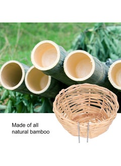 Natudeco 4 Pcs Bird Nest Handmade Bird House Sturdy and Natural Bamboo Bird Nest Bird Supplies Bird Cage with Hook Canary Nests for Cages for Small Parrots Canaries Cockatiels  - Image 3