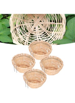 Natudeco 4 Pcs Bird Nest Handmade Bird House Sturdy and Natural Bamboo Bird Nest Bird Supplies Bird Cage with Hook Canary Nests for Cages for Small Parrots Canaries Cockatiels  - Image 2