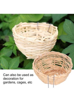 Natudeco 4 Pcs Bird Nest Handmade Bird House Sturdy and Natural Bamboo Bird Nest Bird Supplies Bird Cage with Hook Canary Nests for Cages for Small Parrots Canaries Cockatiels  - Image 4