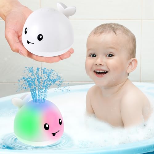 Gigilli Baby Bath Toys Bath Toys for Kids Ages 13 1 2 3 Year Boy Girl Easter Basket Stuffers Baby 61218 Months Light Up Whale Bath Toy Sprinkler Toddler Birthday Bathtub Fountain Pool Water Toy - Image 1