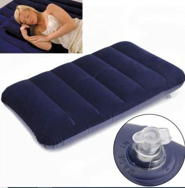 ImegaZ Soft Comfortable Inflatable Velvet Air Pillow Cushion Sleeping Bag Travel Pillow Blue Pack of 1 - Image 5