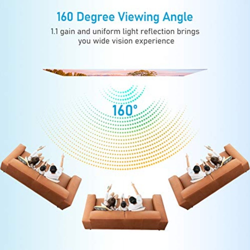 100 inch 16:9 manual pull down projector screen, retractable auto-locking for indoor home theater cinema, school office presentation, wall/ceiling mounted, white matte PVC, smooth surface - Image 5