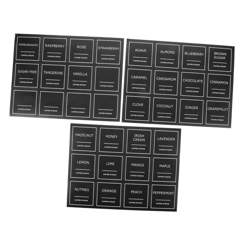 Writable PVC Coffee Syrup Bottle Labels 3 Sheets Kitchen Pantry Organization Decals - Image 2