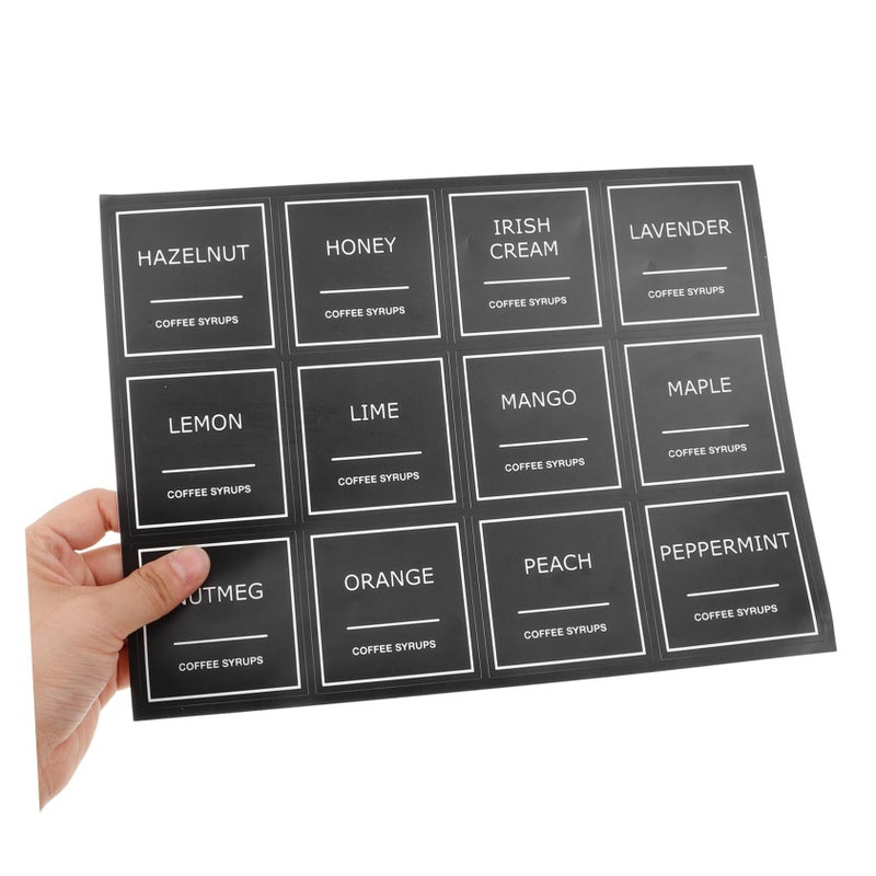 Writable PVC Coffee Syrup Bottle Labels 3 Sheets Kitchen Pantry Organization Decals - Image 4
