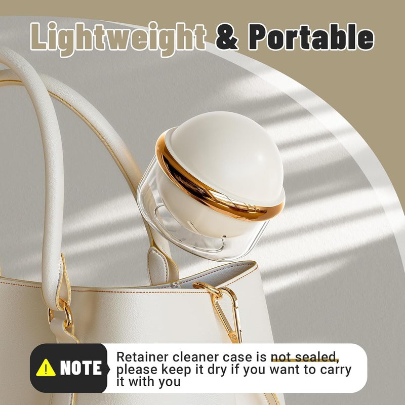 Luckam Denture Case Retainer Cleaner Case, Portable Retainer Case for Travel, Denture Bath Case with Strainer Basket, Denture Cups for Soaking Dentures, Clear Braces, Mouth Guard & Retainers - White - Image 5