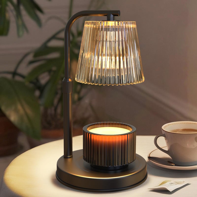 GudSmooth Candle Warmer Lamp with Timer Dimmable - Adjustable Electric Wax Melt Warmer Scented Large Jar Candles Lights, House Warming Birthday Gifts for Women, Glass Vintage New Home Living Room Decor, Dark - Image 1