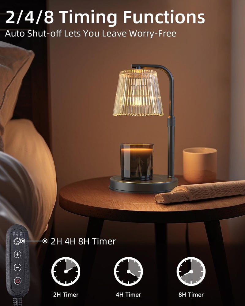 GudSmooth Candle Warmer Lamp with Timer Dimmable - Adjustable Electric Wax Melt Warmer Scented Large Jar Candles Lights, House Warming Birthday Gifts for Women, Glass Vintage New Home Living Room Decor, Dark - Image 2