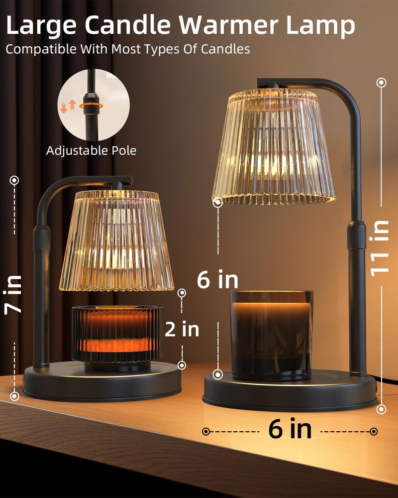 GudSmooth Candle Warmer Lamp with Timer Dimmable - Adjustable Electric Wax Melt Warmer Scented Large Jar Candles Lights, House Warming Birthday Gifts for Women, Glass Vintage New Home Living Room Decor, Dark - Image 4