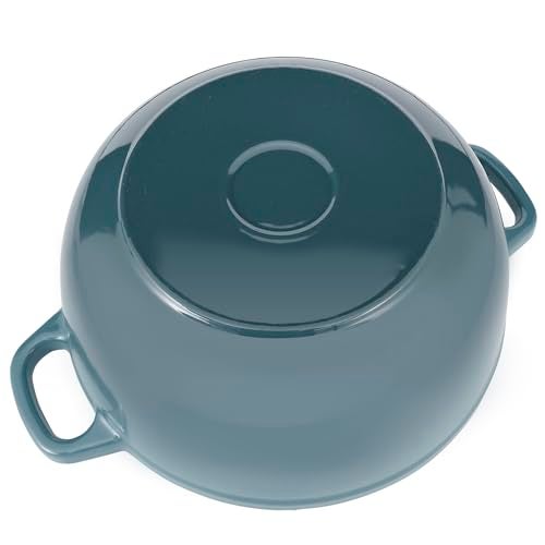 Flavehc Cast Iron Dutch Oven with Lid - 3.8 qt Slate Blue Enameled Dutch Oven for Bread Baking - Image 5