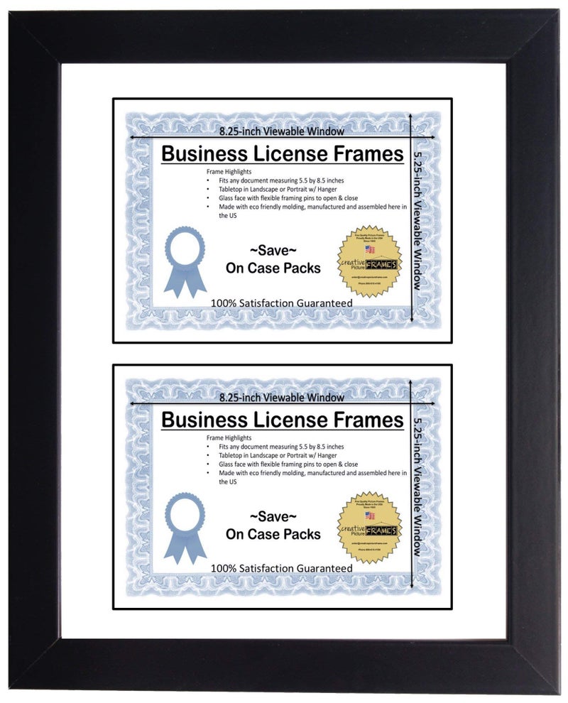 Creative Picture Frames 11x14-inch Double Business License Frame with White Mat, Holds Two 5.5 x 8.5 Documents, Includes Easel with Installed Hanger - Image 1