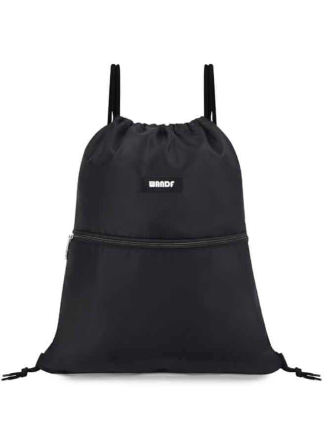 WANDF Drawstring Backpack String Bag Sackpack Cinch Water Resistant Nylon for Gym Shopping Sport Yoga