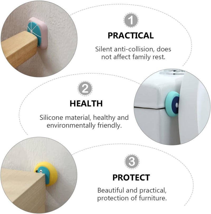 HomeAra Cartoon Silicone Door Handle Crash Pad Wall Protectors Self Adhesive Bumper Guard Stopper Rubber Anti Collision Stop Stick Mix Pattern and Colour Mix 2