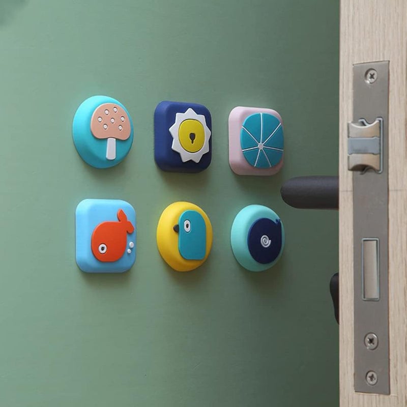 HomeAra Cartoon Silicone Door Handle Crash Pad Wall Protectors Self Adhesive Bumper Guard Stopper Rubber Anti Collision Stop Stick Mix Pattern and Colour Mix 2