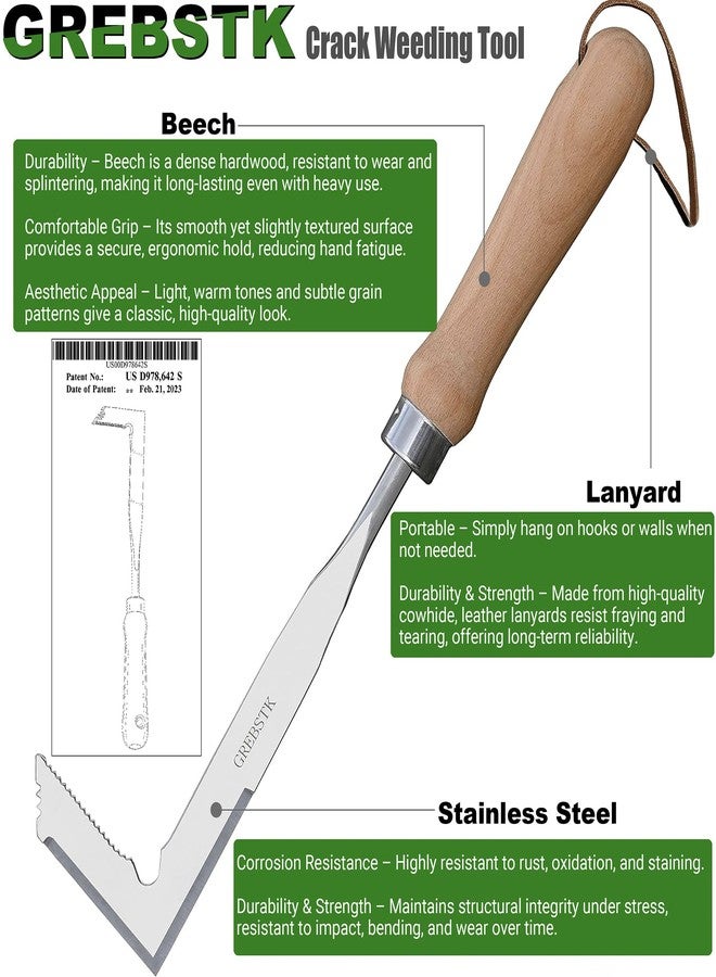 GREBSTK Crack Weeder Crevice Weeding Tool Stainless Steel Manual Weeder Gardening Tool - Image 5