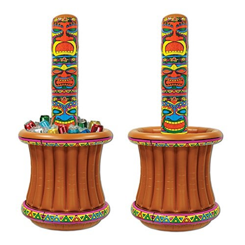 Beistle Inflatable Tiki Totem Cooler 62 x 27 Holds approx 24 12 oz Cans Drink Cooler Inflatable Cooler for Parties Beverage Cooler Luau Party Decorations Hawaiian Party Decorations - Image 1