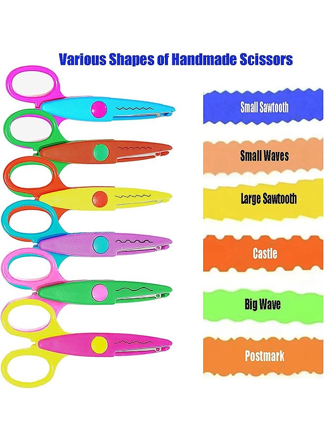 إم إكس إن 6 قطع من مقصات الفولاذ المقاوم للصدأ بلون الحلوى، أداة قطع الورق المصنوعة يدويًا مع 6 أنماط، مثالية لمقص أمان الأطفال والقرطاسية المدرسية - Image 3