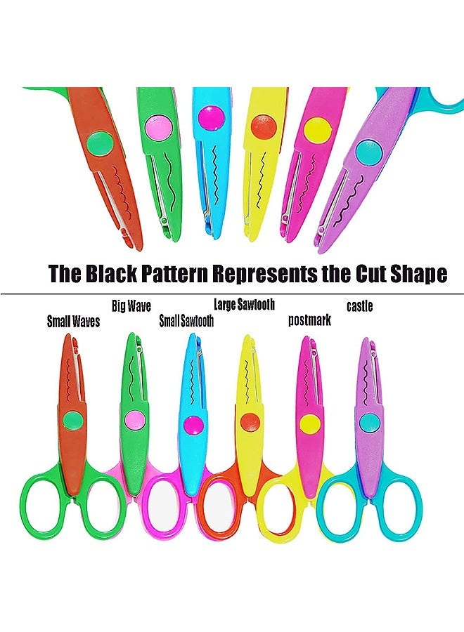 إم إكس إن 6 قطع من مقصات الفولاذ المقاوم للصدأ بلون الحلوى، أداة قطع الورق المصنوعة يدويًا مع 6 أنماط، مثالية لمقص أمان الأطفال والقرطاسية المدرسية - Image 5