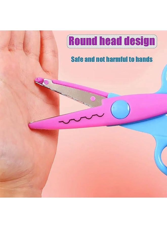 إم إكس إن 6 قطع من مقصات الفولاذ المقاوم للصدأ بلون الحلوى، أداة قطع الورق المصنوعة يدويًا مع 6 أنماط، مثالية لمقص أمان الأطفال والقرطاسية المدرسية - Image 4