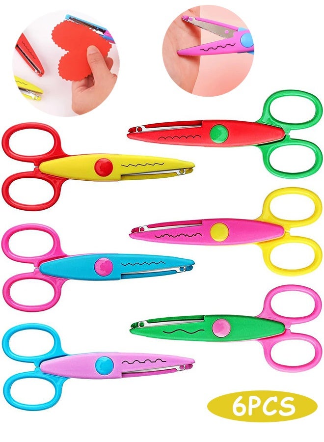 إم إكس إن 6 قطع من مقصات الفولاذ المقاوم للصدأ بلون الحلوى، أداة قطع الورق المصنوعة يدويًا مع 6 أنماط، مثالية لمقص أمان الأطفال والقرطاسية المدرسية - Image 1