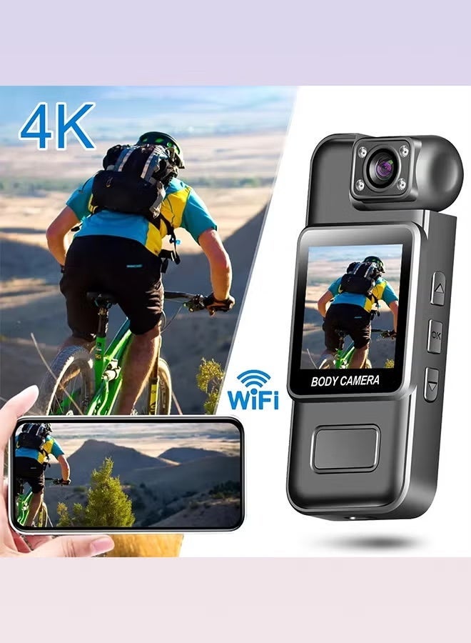 4K WiFi Body Camera with Audio and Video Wearable Body Cam Camcorder 180° Rotatable Lens Motion Detection Back Clip for Law Enforcement Delivery Personal Traveling Outdoor Sports,128GB Included_ Mini Security Camera – Wireless Body Camera - Image 2