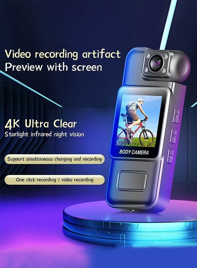 4K WiFi Body Camera with Audio and Video Wearable Body Cam Camcorder 180° Rotatable Lens Motion Detection Back Clip for Law Enforcement Delivery Personal Traveling Outdoor Sports,128GB Included_ Mini Security Camera – Wireless Body Camera - Image 4