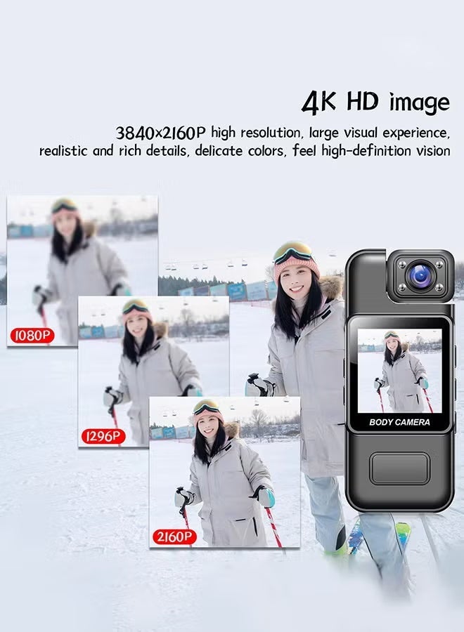 4K WiFi Body Camera with Audio and Video Wearable Body Cam Camcorder 180° Rotatable Lens Motion Detection Back Clip for Law Enforcement Delivery Personal Traveling Outdoor Sports,128GB Included_ Mini Security Camera – Wireless Body Camera - Image 5