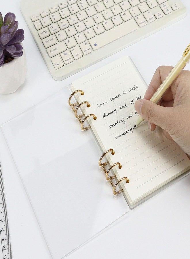 مالتي باي مجلد MultiBey A6 ذو 6 حلقات من الأكريليك الشفاف، غلاف دفتر ملاحظات، حلقة معدنية ذهبية دائرية مع 45 ورقة داخلية مسطرة، مجلد تخطيط وميزانية A6 (شفاف، A6) - Image 3