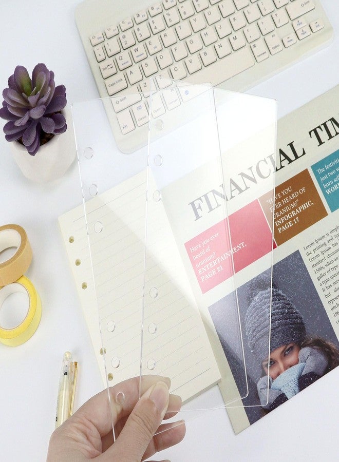 مالتي باي مجلد MultiBey A6 ذو 6 حلقات من الأكريليك الشفاف، غلاف دفتر ملاحظات، حلقة معدنية ذهبية دائرية مع 45 ورقة داخلية مسطرة، مجلد تخطيط وميزانية A6 (شفاف، A6) - Image 5