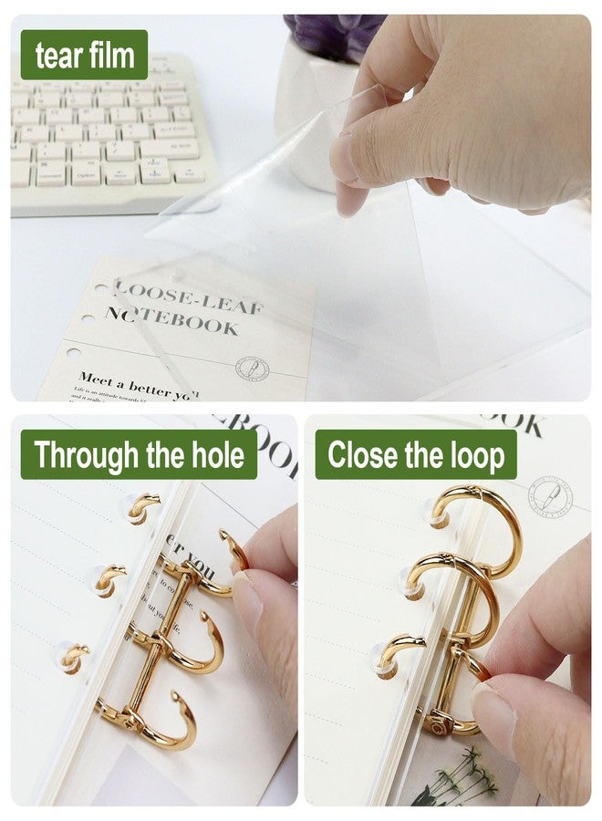 مالتي باي مجلد MultiBey A6 ذو 6 حلقات من الأكريليك الشفاف، غلاف دفتر ملاحظات، حلقة معدنية ذهبية دائرية مع 45 ورقة داخلية مسطرة، مجلد تخطيط وميزانية A6 (شفاف، A6) - Image 2