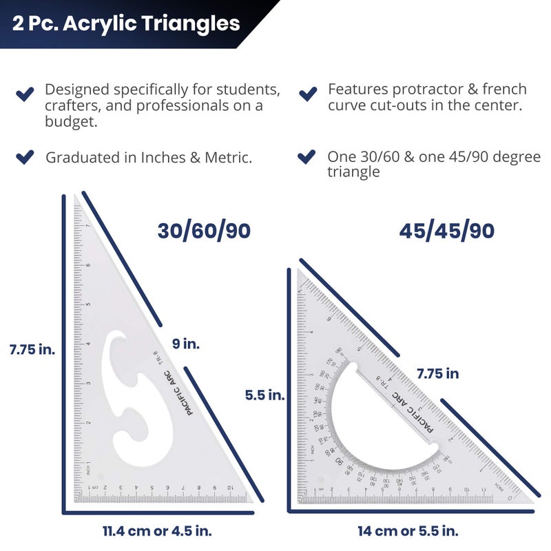 Pacific Arc Triangle Set 8 Inch 30/60 & 45/90 â€¦ - Image 2