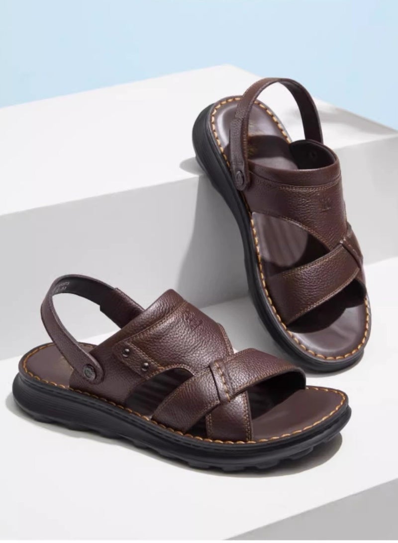 camel New Fashionable Leather Men's Business Slippers  - Image 1