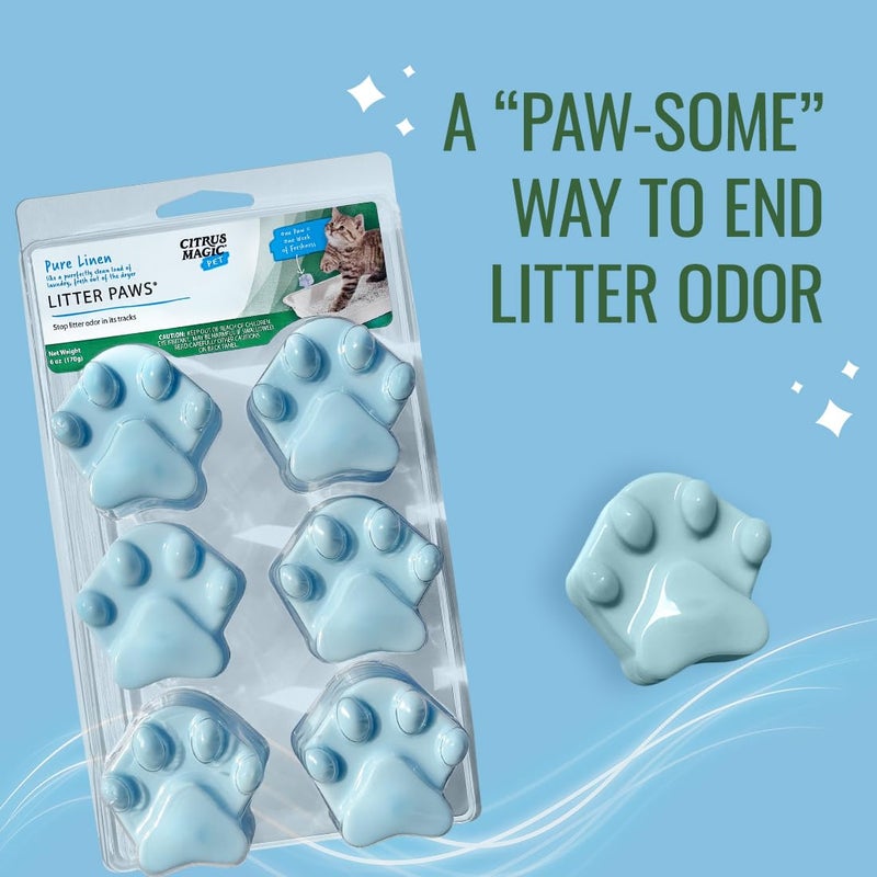 Citrus Magic Pet Odor Eliminator Litter Paws, Fresh Linen, 6-Count - Image 2