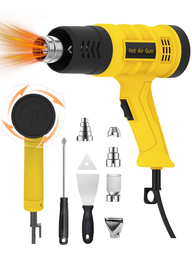 Jourvent - Heat Gun, 2000W Professional Hot Air Gun 50℃ -650 ℃ Variable Temperature Control, 7 Accessories for Shrink Pipe, 2-Temp Setting, Overload Protection, Fast Heating - Image 1