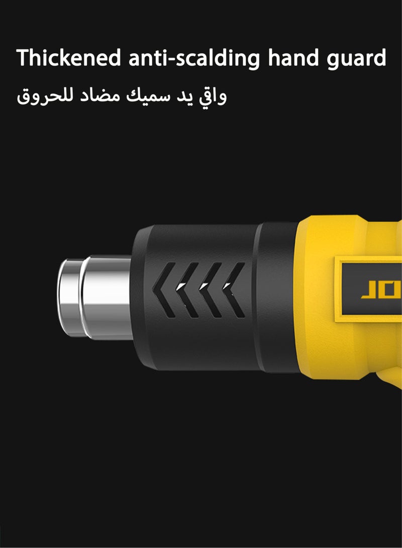 Jourvent Heat Gun, 2000W Professional Hot Air Gun 50℃ -600 ℃ Variable Temperature Control, 7 Accessories for Shrink Pipe, 2-Temp Setting, Overload Protection, Fast Heating - Image 4