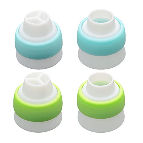 DGHAOP 4pcs Russian 3 Color Nozzle Converter Coupler Icing Nozzles Blue+Green Single Hole/Three Holes Icing Cake Decor Tools - Image 1
