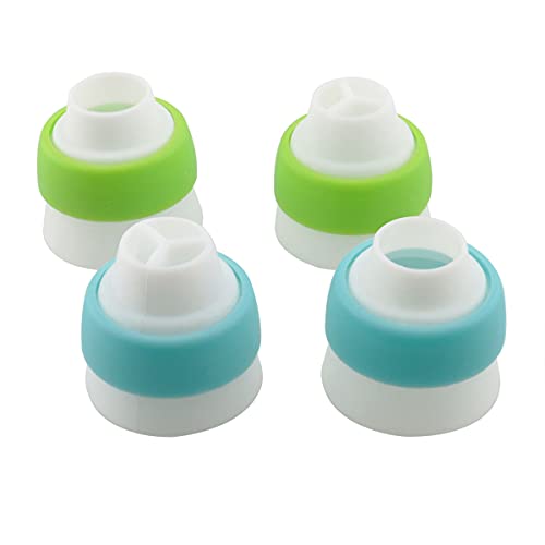 DGHAOP 4pcs Russian 3 Color Nozzle Converter Coupler Icing Nozzles Blue+Green Single Hole/Three Holes Icing Cake Decor Tools - Image 4